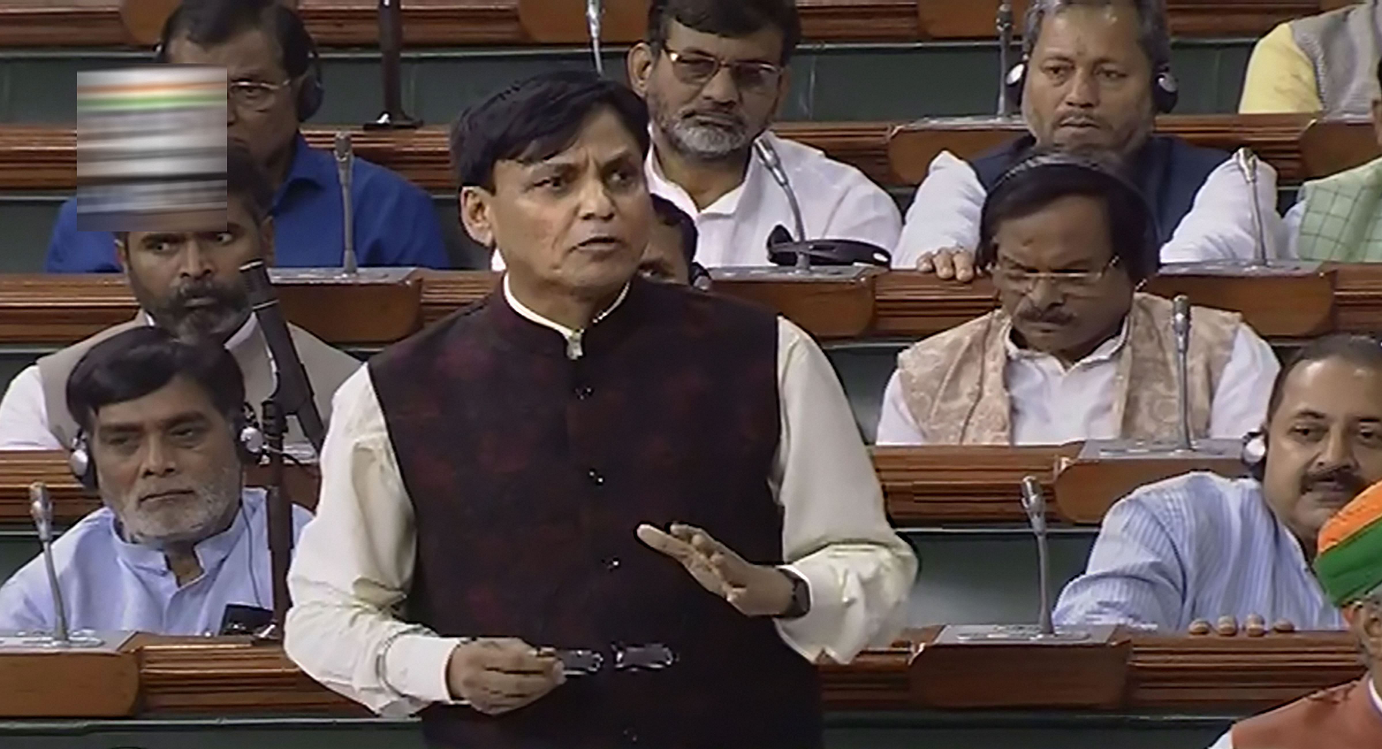 Minister of State for Home Nityanand Rai speaks in the Lok Sabha. Credit: PTI File Photo