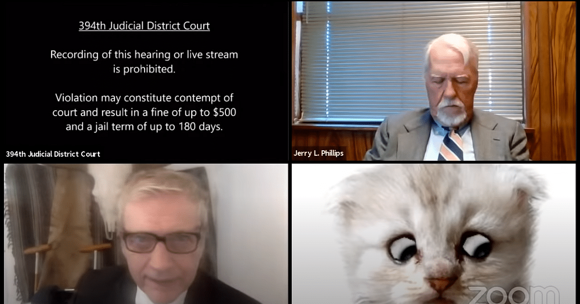 Screengrab of the session at 394th District Court of Texas. Credit: YouTube/394th District Court of Texas - Live Stream