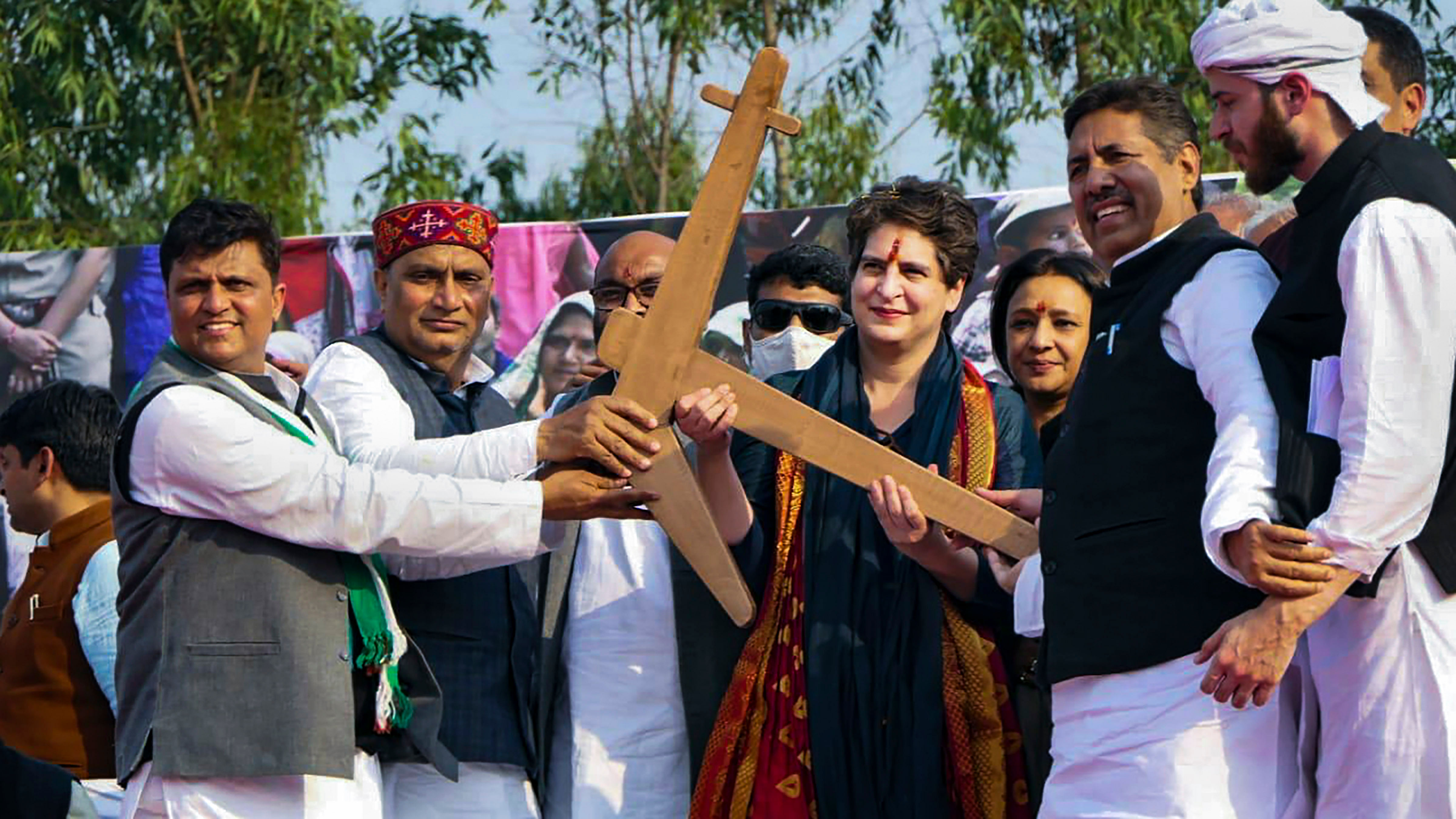 ''The Prime Minister is not true to his words.....his heart beats only for the billionaires,'' Priyanka said while addressing a 'mahapanchayat' of the farmers at Saharanpur, about 500 kilometres from Lucknow. Credit: PTI