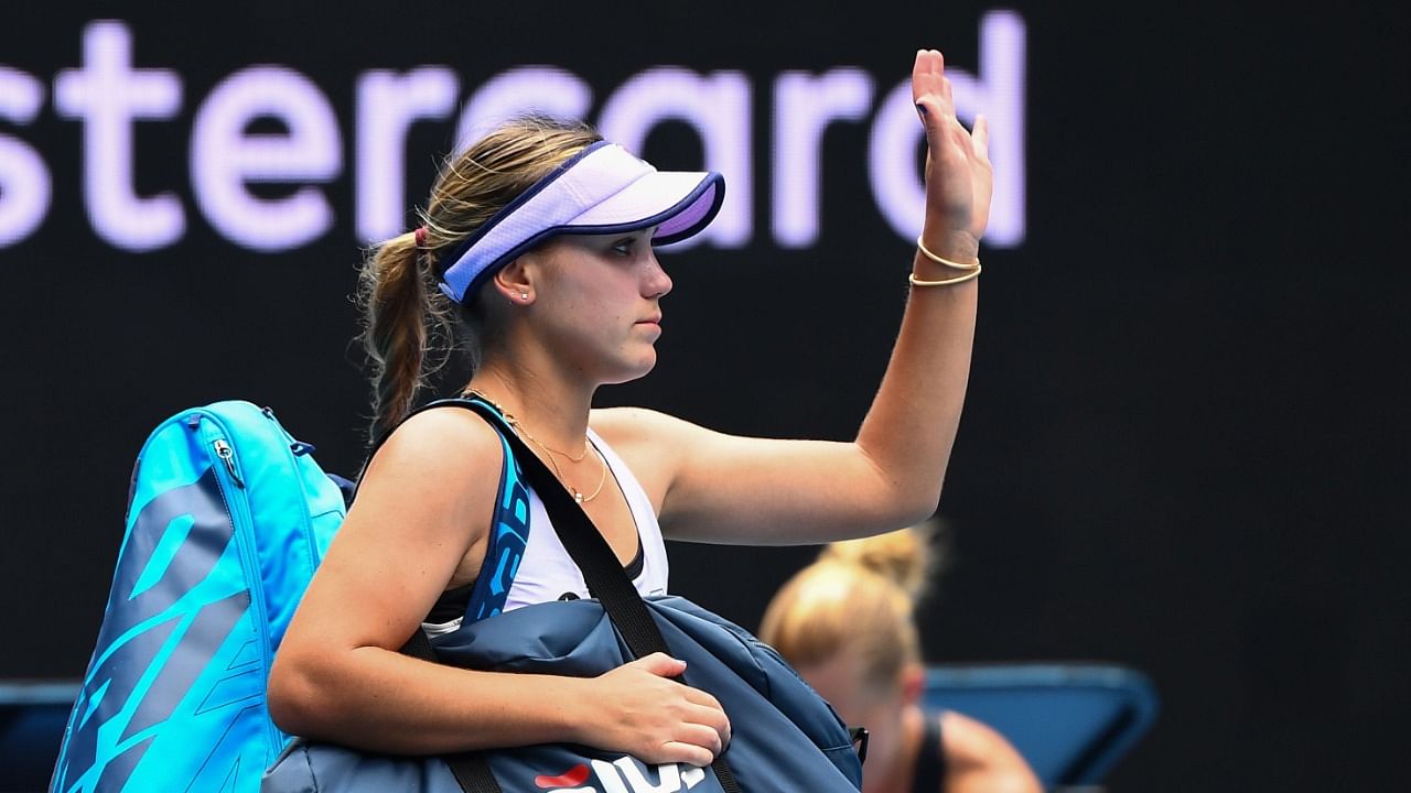 Sofia Kenin of the US leaves after losing against Estonia's Kaia Kanepi during their women's singles match on day four of the Australian Open tennis tournament in Melbourne on February 11, 2021. Credit: AFP Photo