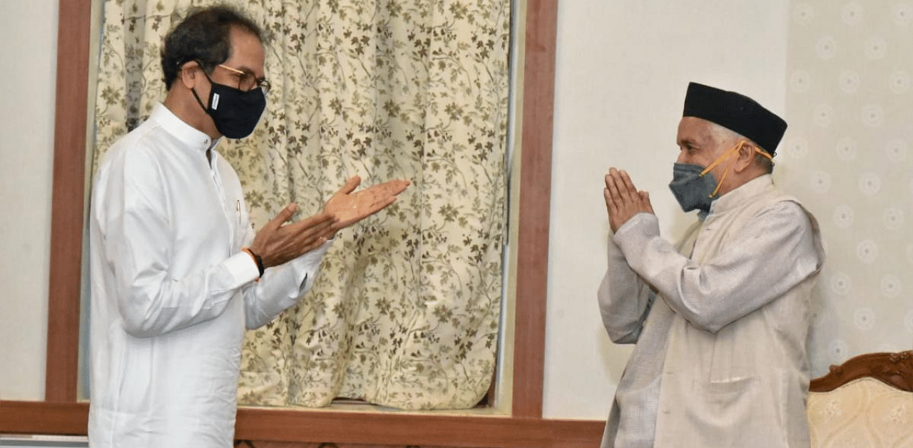 Maharashtra CM Uddhav Thackeray (L) and Governor Bhagat Singh Koshyari (R). Credit: PTI photo. 