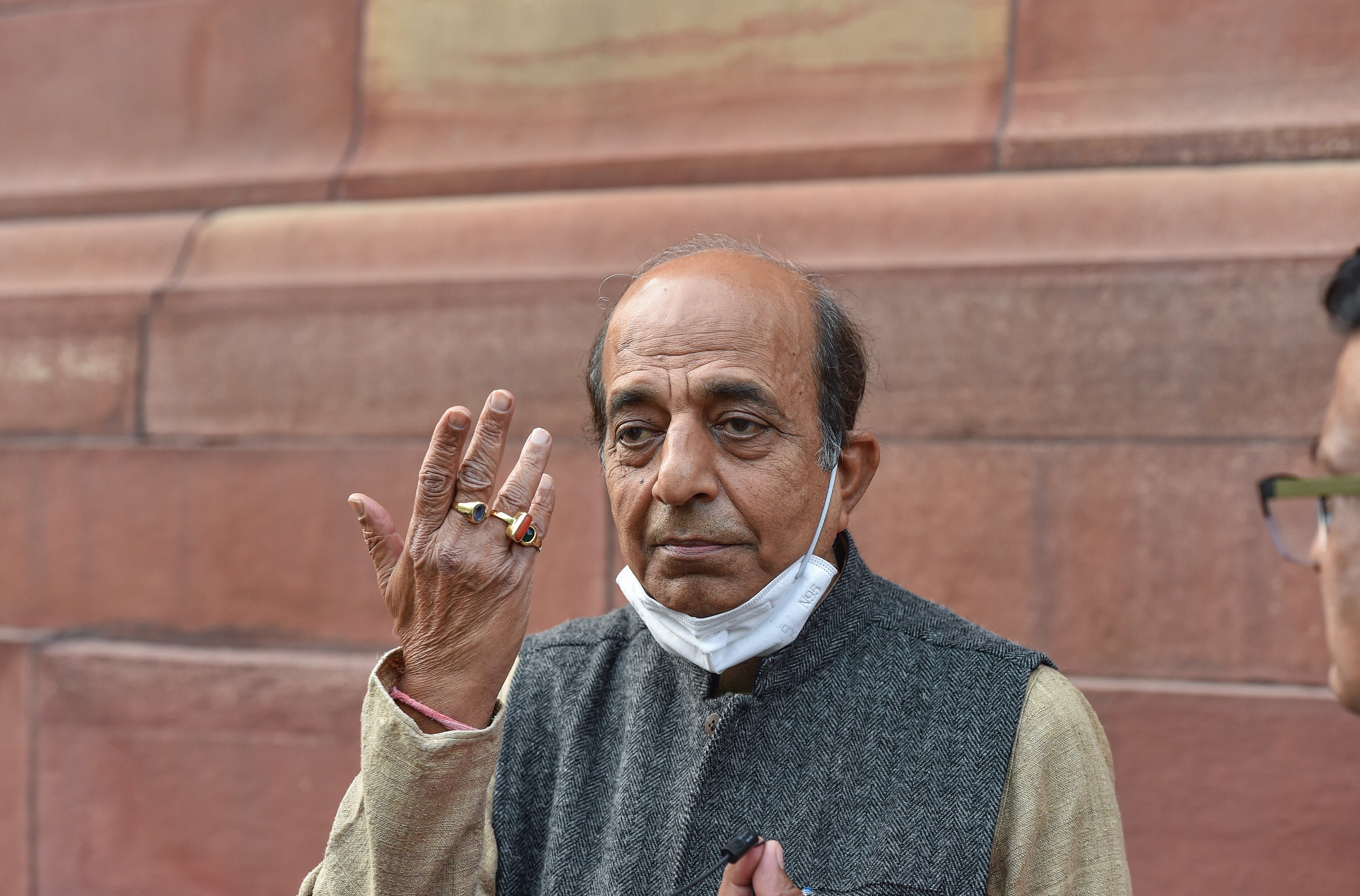 TMC MP Dinesh Trivedi at Parliament during the ongoing Budget Session, in New Delhi, Friday, Feb. 12, 2021. Trivedi announced his resignation from the Rajya Sabha on Friday, saying he feels suffocated in the House as he is unable to do anything for the violence going on in his state, West Bengal. Credit: PTI Photo