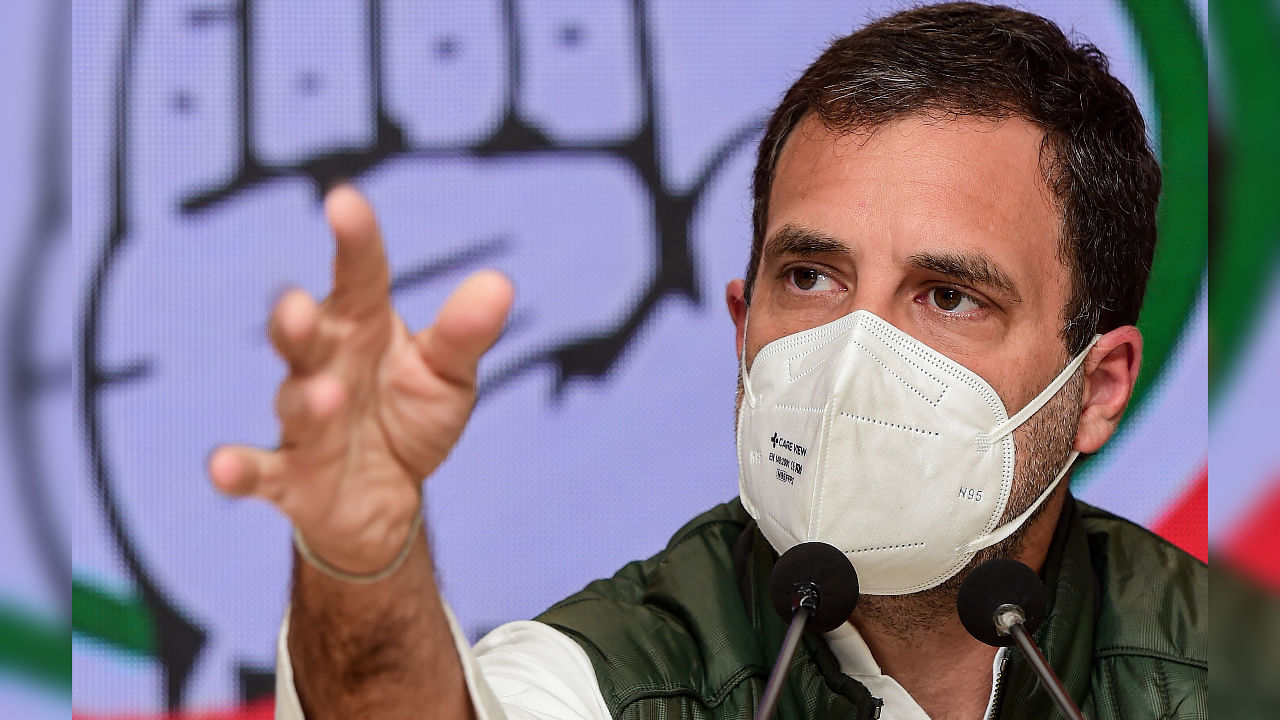 Congress leader Rahul Gandhi addresses the media at AICC headquarters in New Delhi, Friday, Feb 12, 2021. Credit: PTI Photo