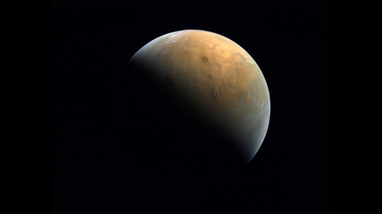 A view shows Mars in this handout picture taken after UAE's Hope Probe entered orbit in the first Arab Mars mission February 10, 2021. Picture taken February 10, 2021. Credit: Reuters Photo