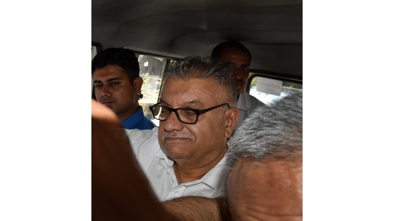 Former media baron Peter Mukerjea being produced at Patiala House Courts in New Delhi on Monday in INX media case. PTI File Photo