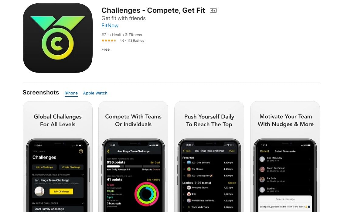 Challenges App on Apple App Store (screen-grab)