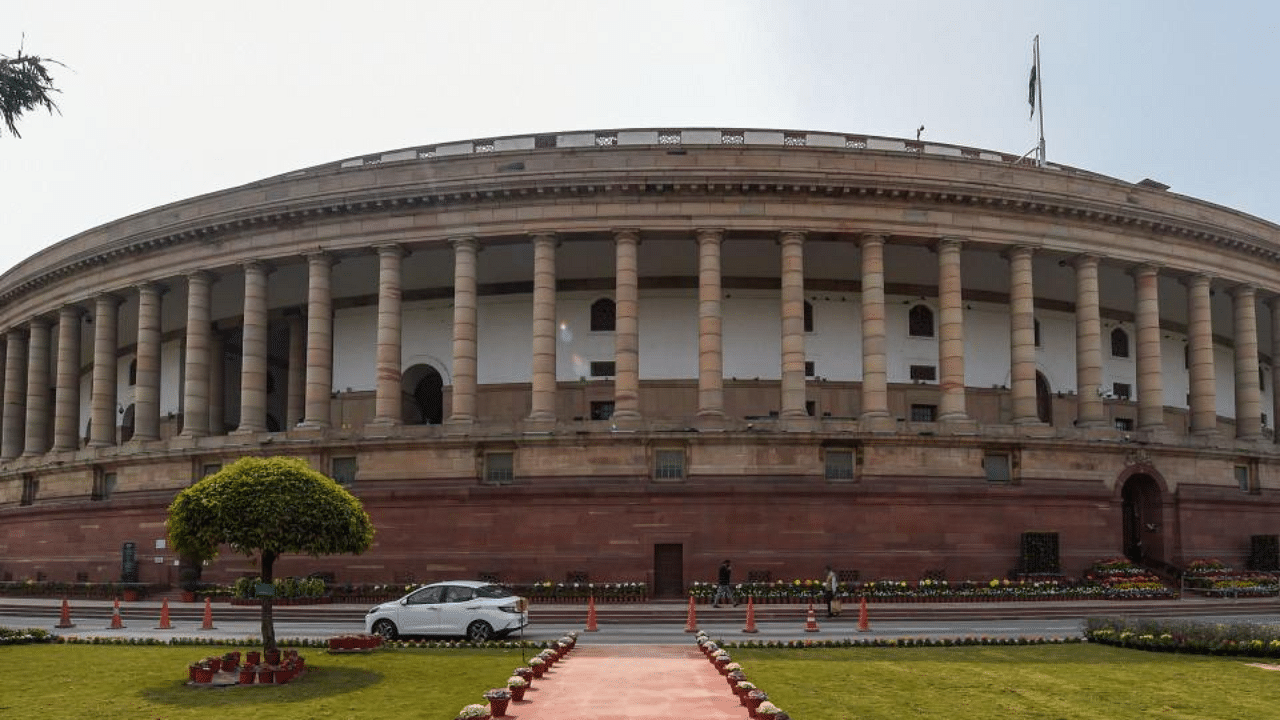 A view of Parliament House complex, in New Delhi, Friday, Feb. 12, 2021. Credit: PTI Photo