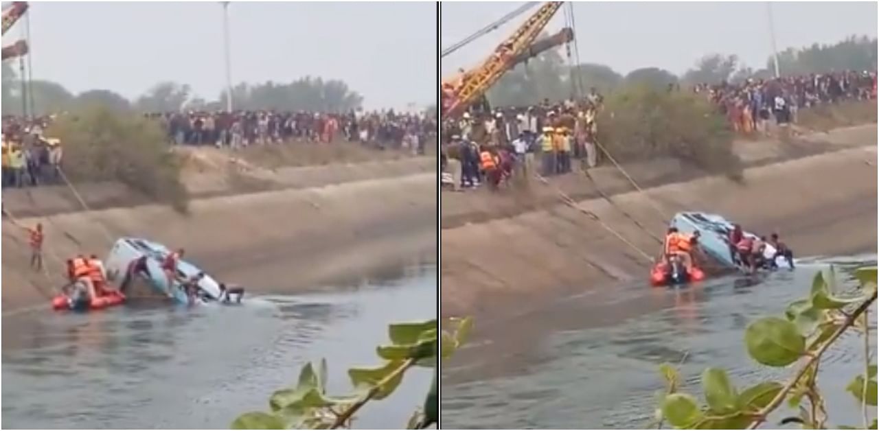 Eyewitnesses had said that the bus sank completely into the water and was not visible in the morning hours. Credit: Screengrab of video on Twitter/@airnewsalerts