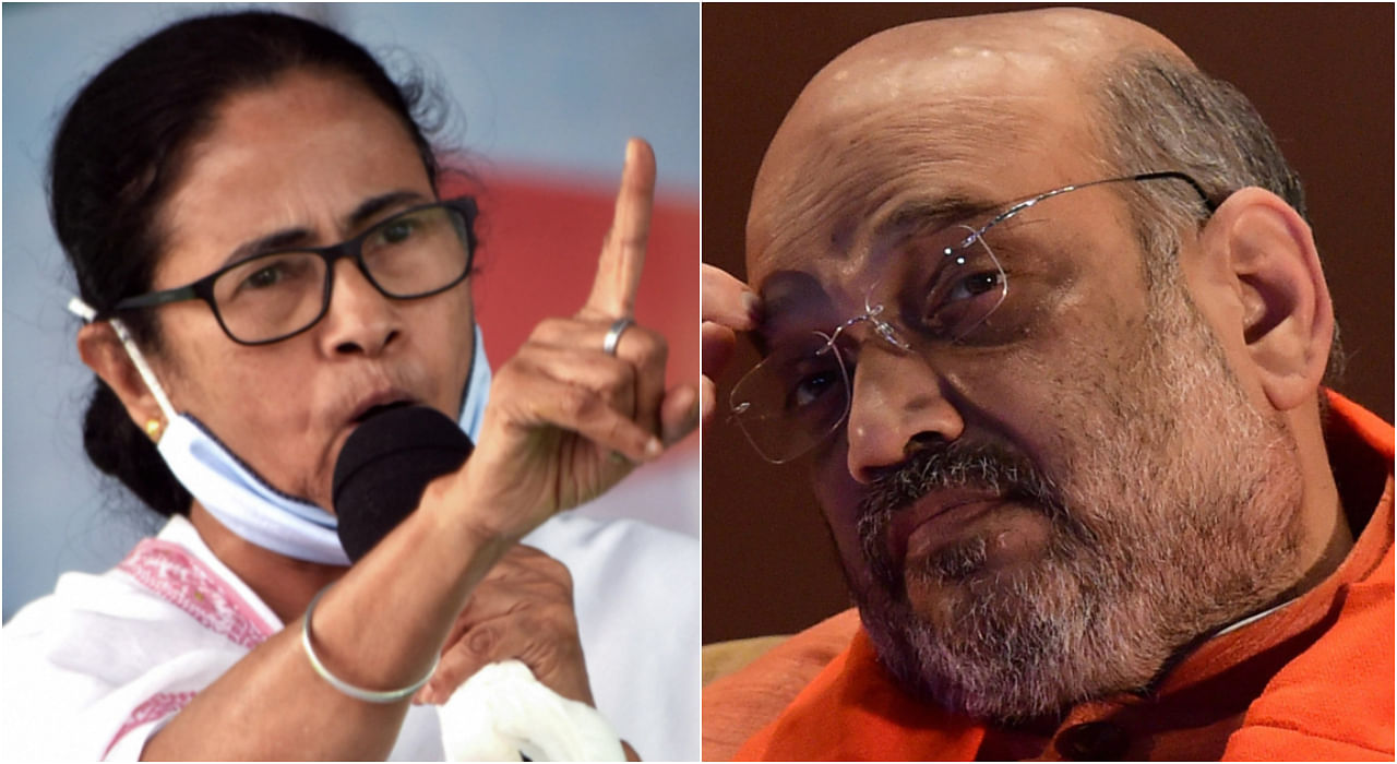 West Bengal Chief Minister Mamata Banerjee and Union Home Minister Amit Shah (R). Credit: PTI File Photos