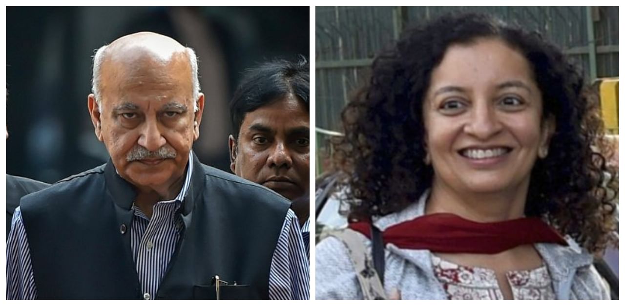 Former Union Minister MJ Akbar (L), Senior journalist Priya Ramani. Credit: DH Collage