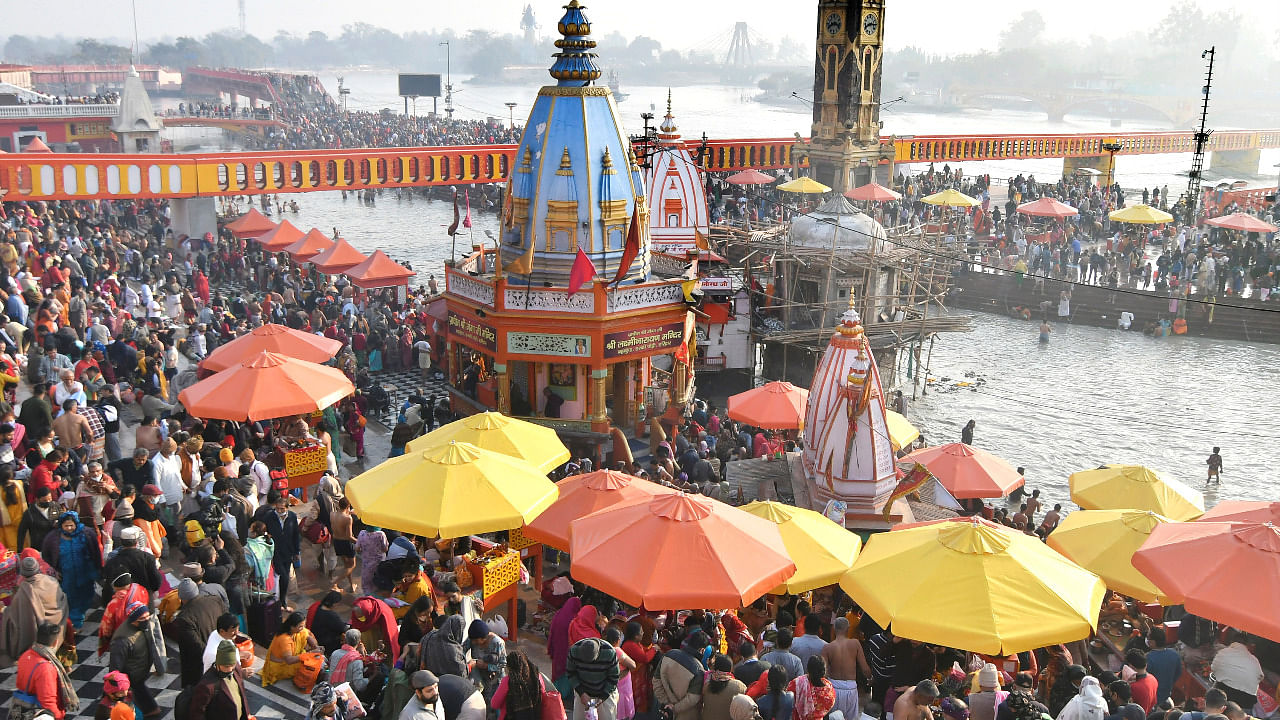 Hindu devotees gather to take a holy dip in the waters of river Ganges to mark "Mauni Amavasya" during the ongoing religious Kumbh Mela in Haridwar. Credit: Reuters Photo