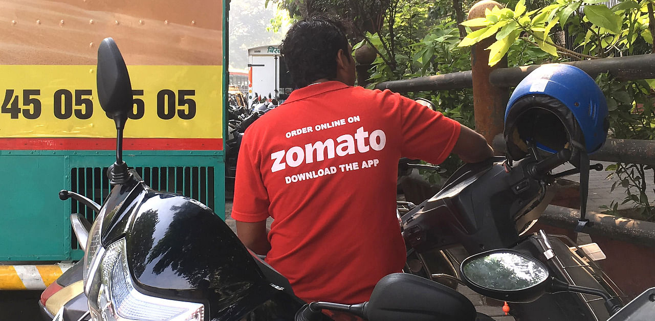 Delivery man working with the food delivery app Zomato. Credit: AFP Photo