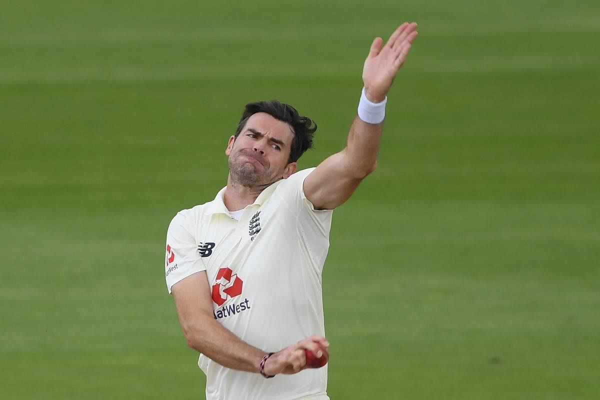 James Anderson bowls on the third day of the third Test cricket match between England and Pakistan at the Ageas Bowl in Southampton. Credit: AFP photo. 