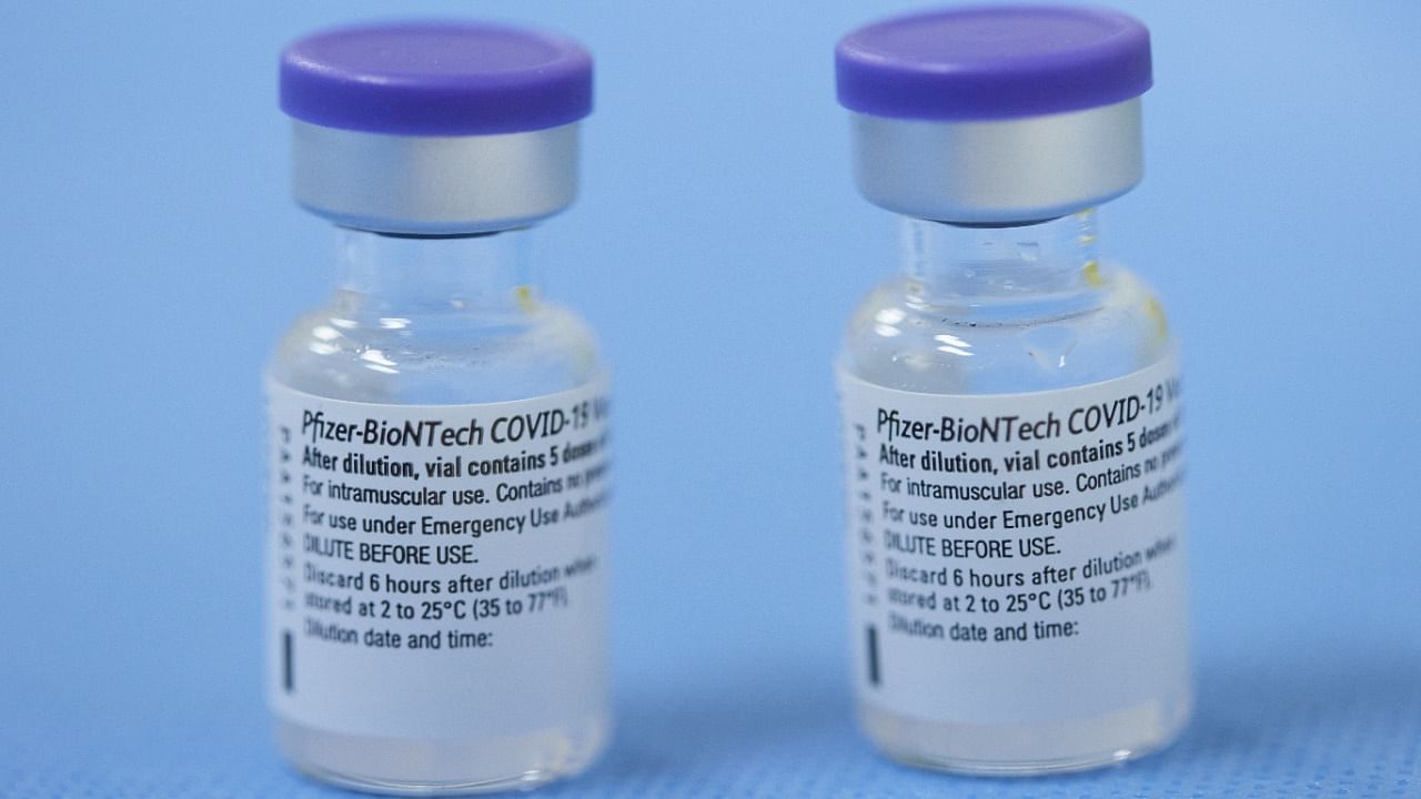 Vials of the Pfizer-BioNTech Covid-19 vaccine. Credit: Reuters File Photo