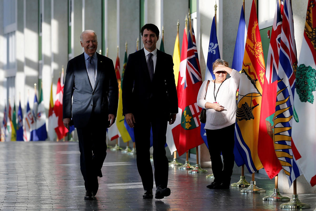 U.S. President Joe Biden (L) and Canada's Prime Minister Justin Trudeau. Credit: Reuters File Photo