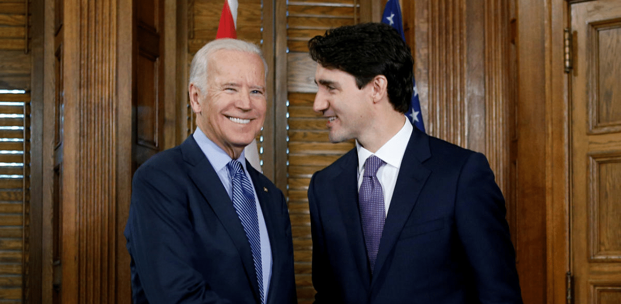 Canada PM Justin Trudeau and US President Joe Biden. Credit: Reuters File Photo