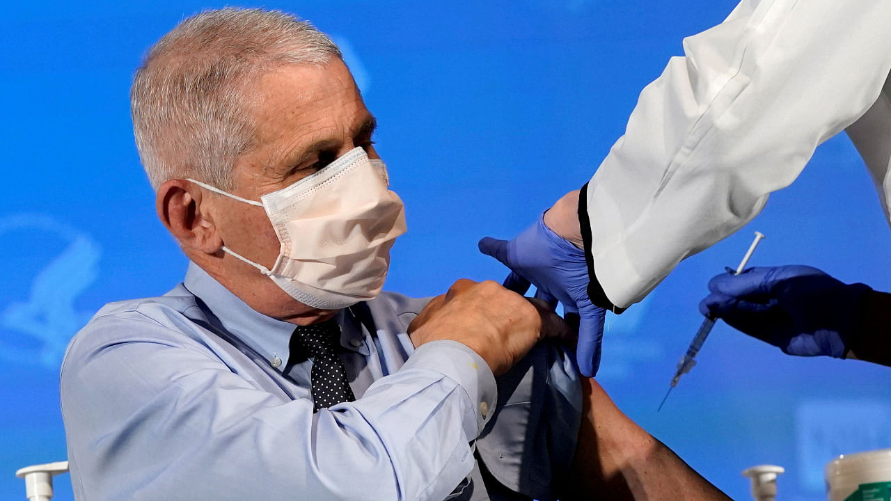 Dr. Anthony Fauci prepares to receive his first dose of a Covid-19 vaccine. Credit: Reuters File Photo