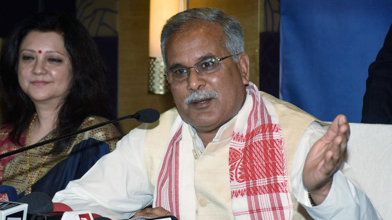 Chhattisgarh Chief Minister and AICC observer for Assam elections Bhupesh Baghel addresses a press conference ahead of the forthcoming Assembly elections in Guwahati district. Credit: PTI file photo.