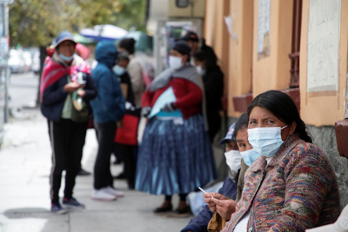 Patients wait for medical assistance at the Hospital de Clinicas during a healthcare workers protest against government new measures amidst the coronavirus disease outbreak, in La Paz, Bolivia. Credit: Reuters photo. 