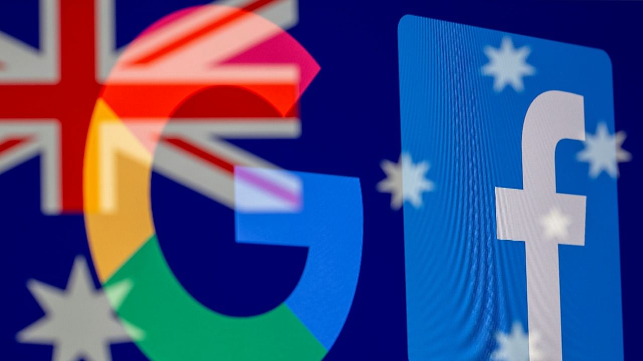 Google and Facebook logos and Australian flag are displayed in this illustration photo. Credit: Reuters Photo