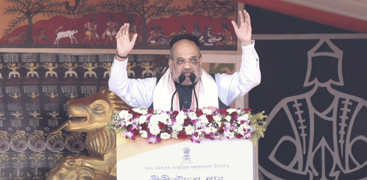 Union Home Minister Amit Shah addresses a public rally. Credit: PTI Photo