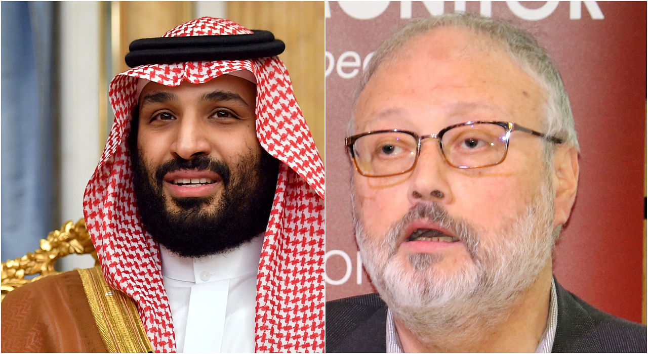 Saudi Arabia's crown prince Mohammed bin Salman (L) and Saudi journalist Jamal Khashoggi (R). Credit: Reuetrs File Photos