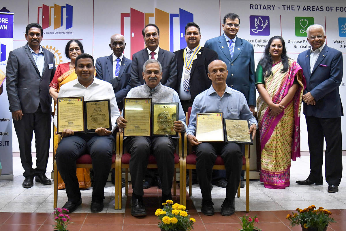 The Bangalore Press, Higginbothams and Karnataka Soaps and Detergents Limited have been given the ‘Rotary Centennial Legend Award’. Credit: Special Arrangement