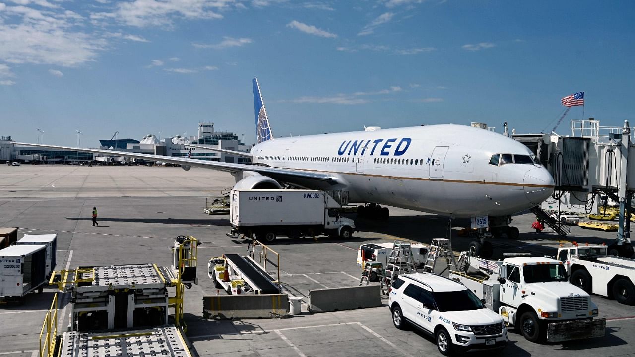 In this file photo a Boeing 777/200 of United Airlines is seen at the gate at Denver International Airport (DIA) on July 30, 2020, in Denver, Colorado. Credit: AFP File Photo