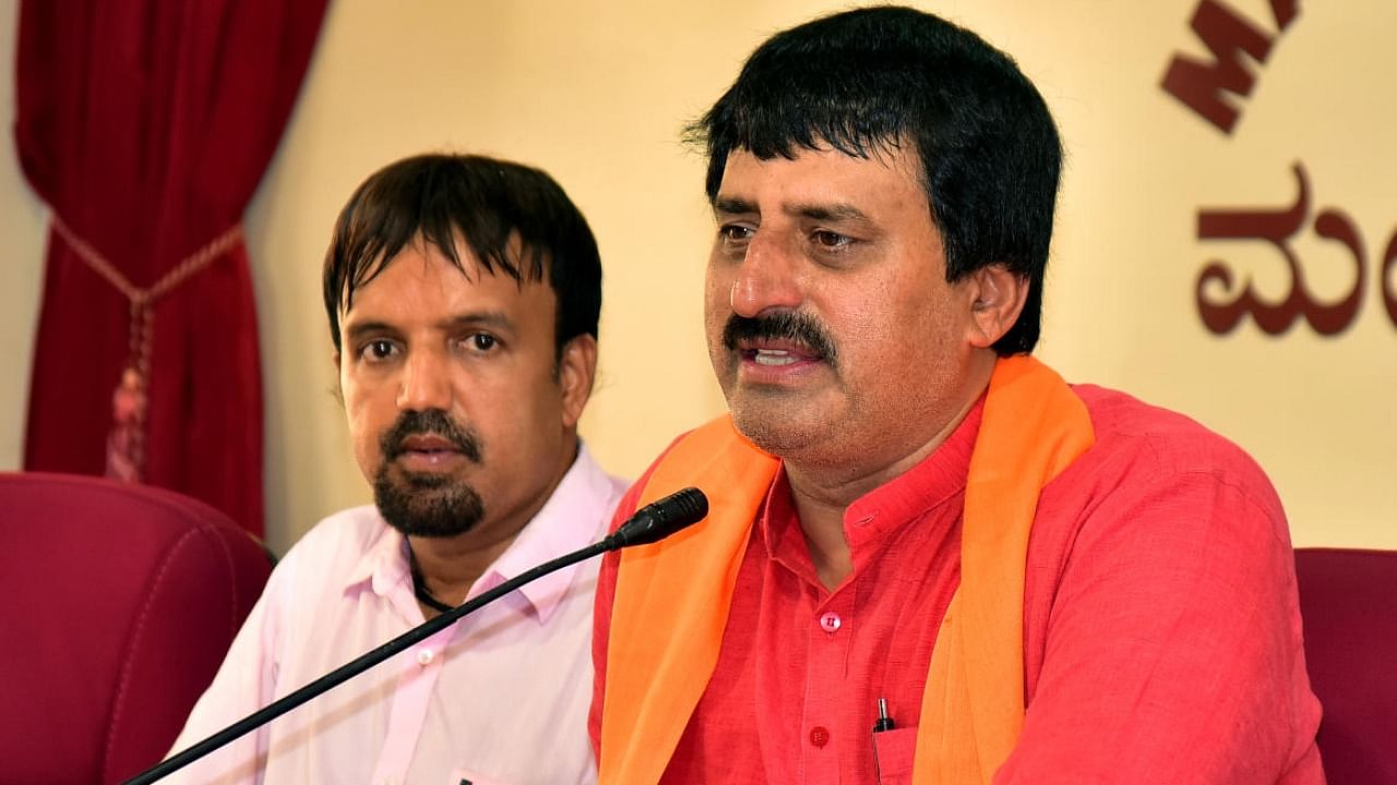 Minister for Tourism, Ecology and Environment C P Yogeeshwara speaks to mediapersons in Mangaluru. Credit: DH Photo