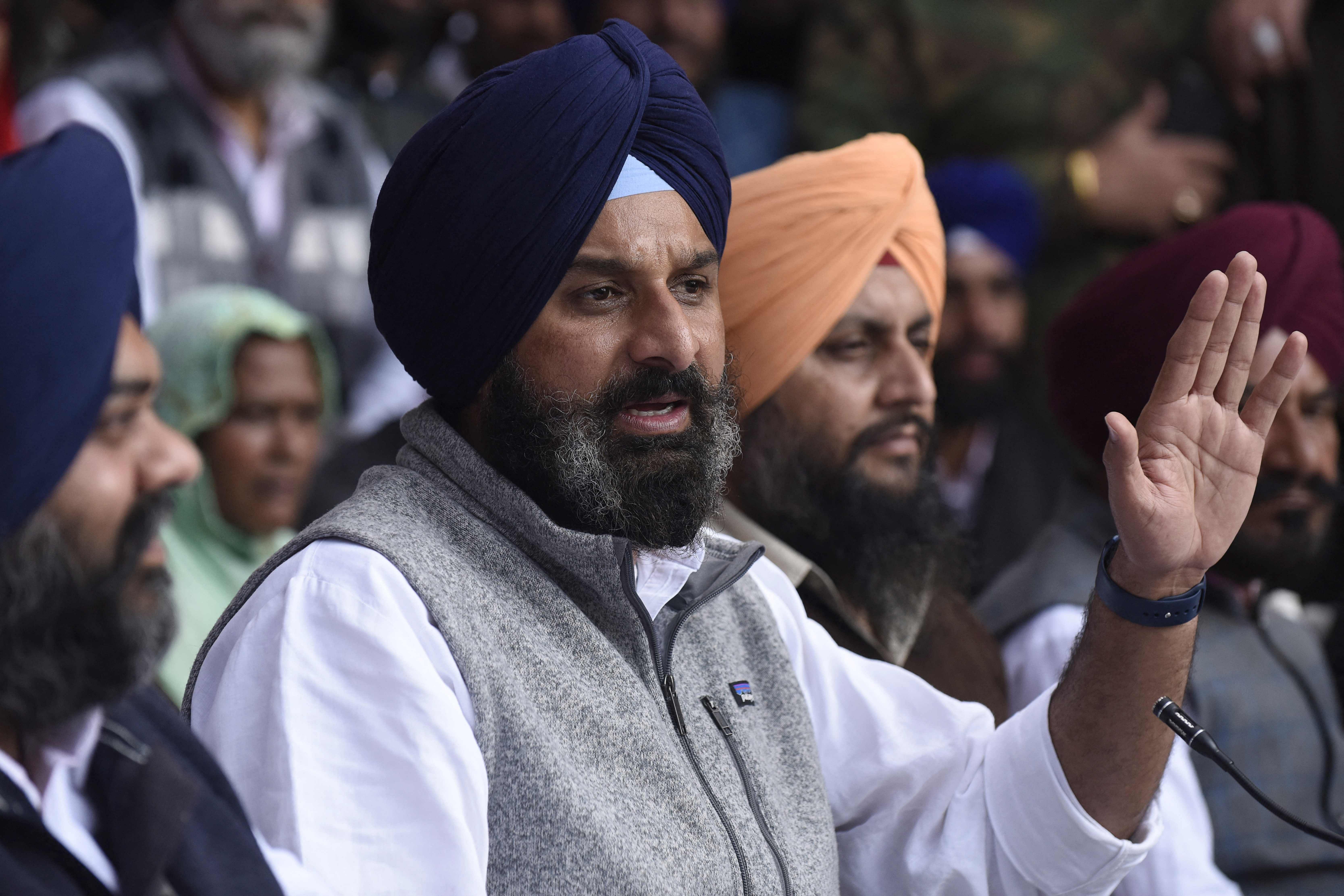 Bikram Singh Majithia (C), former Punjab Cabinet Minister and Shiromani Akali Dal (SAD) party Member.  Credit: AFP Photo