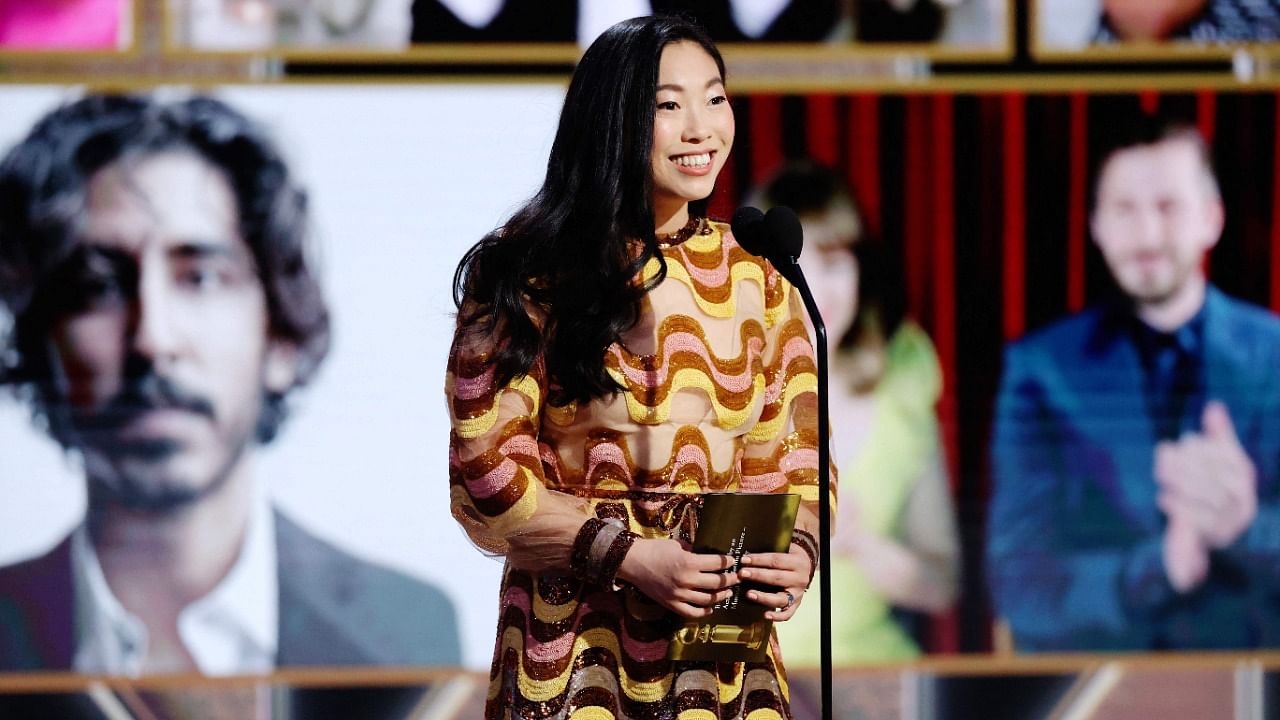 This handout picture courtesy of NBCUniversal shows Awkwafina at the 78th Annual Golden Globe Awards held at the Beverly Hilton Hotel on February 28, 2021. Credit: AFP Photo