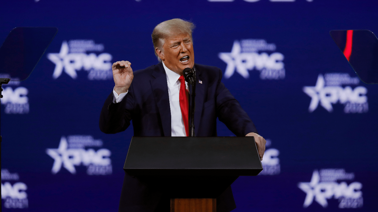 Former US President Donald Trump speaks at the Conservative Political Action Conference in Orlando. Credit: Reuters Photo