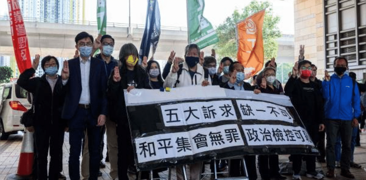 Hong Kong pro-democracy activists and supporters Credit: AFP Photo/Anthony Wallace