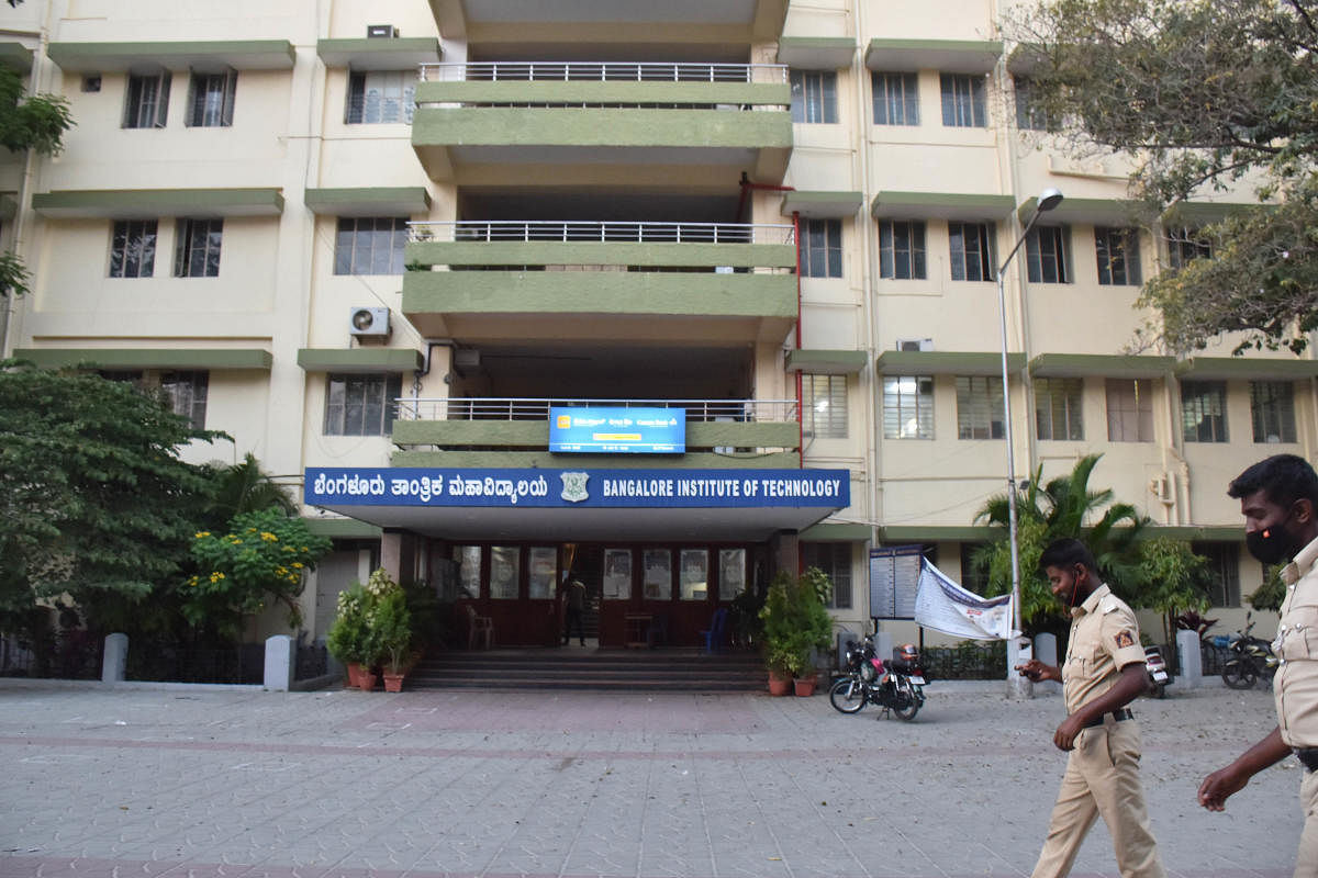 Jayanth K Reddy allegedly jumped to death from the seventh floor of his college building at the Bangalore Institute of Technology on Monday morning. Credit: DH Photo/Janardhan B K