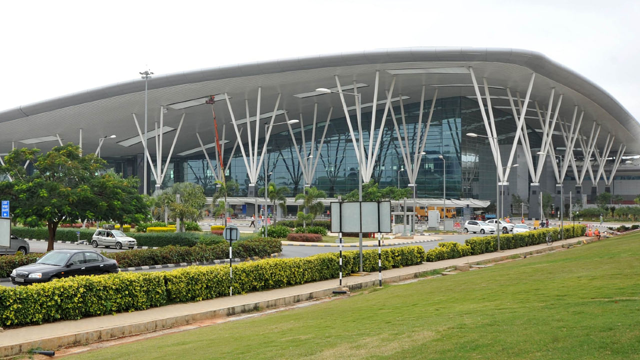 Nadaprabhu Kempegowda International Airport at Devanahalli in Bengaluru. Credit: DH File Photo/Srikanta Sharma R