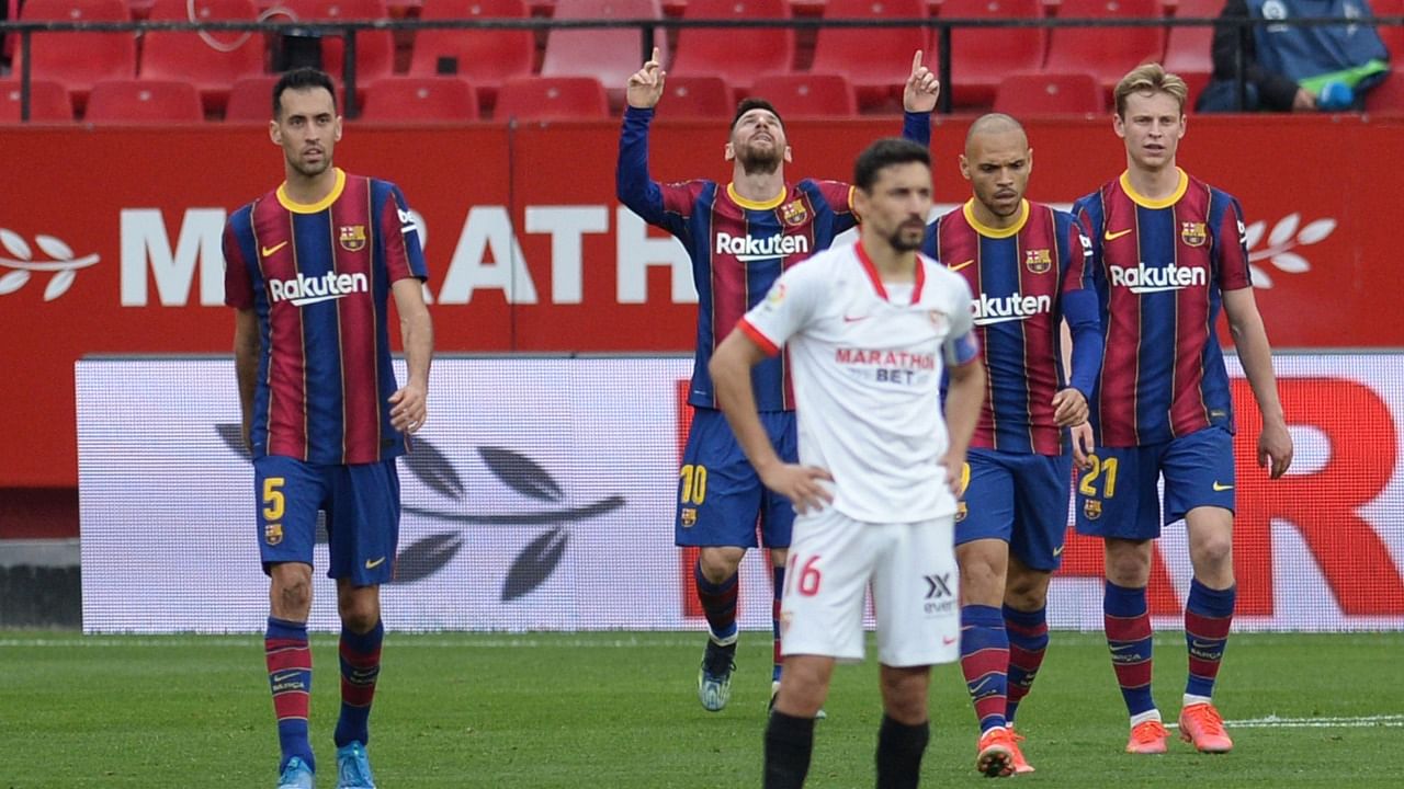 Barcelona will look to overturn a 2-0 first leg deficit against Sevilla in the Copa del Rey semifinal tonight. Credit: AFP File Photo