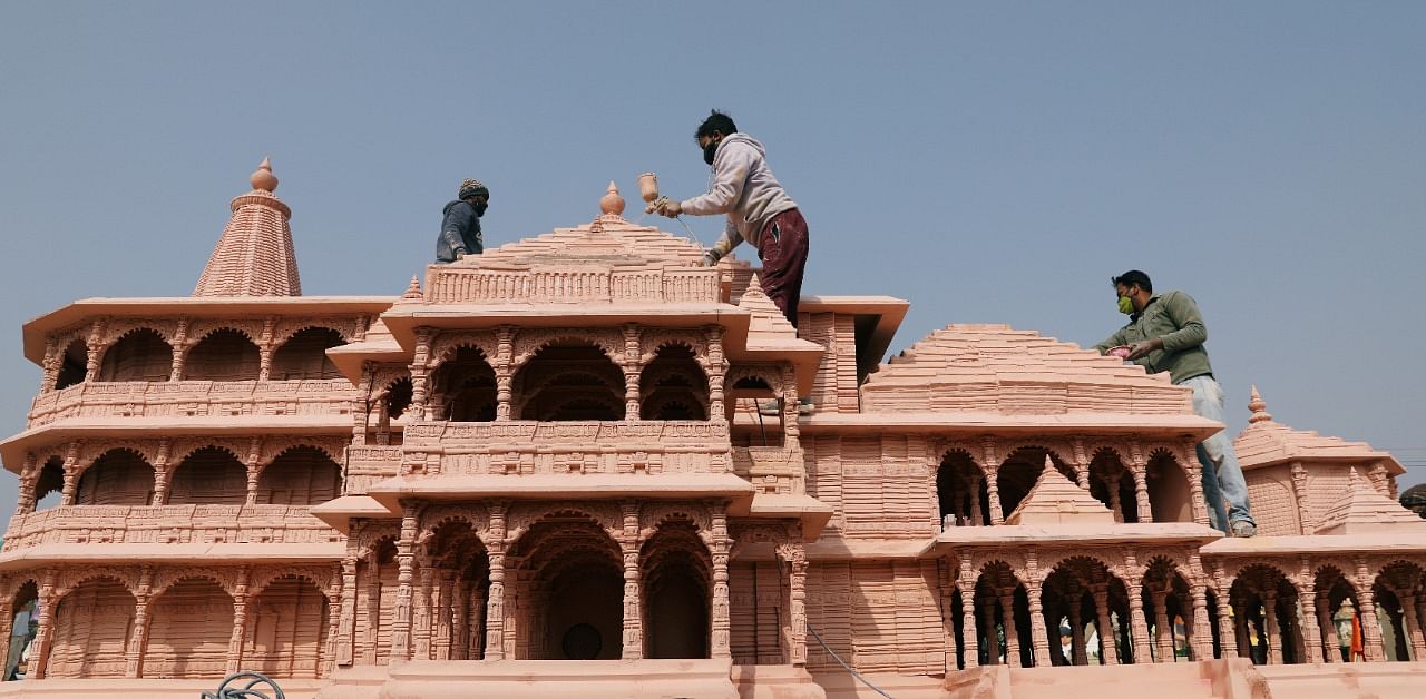 Workers give finishing touches to model of proposed Ram Temple Credit: Reuters Photo