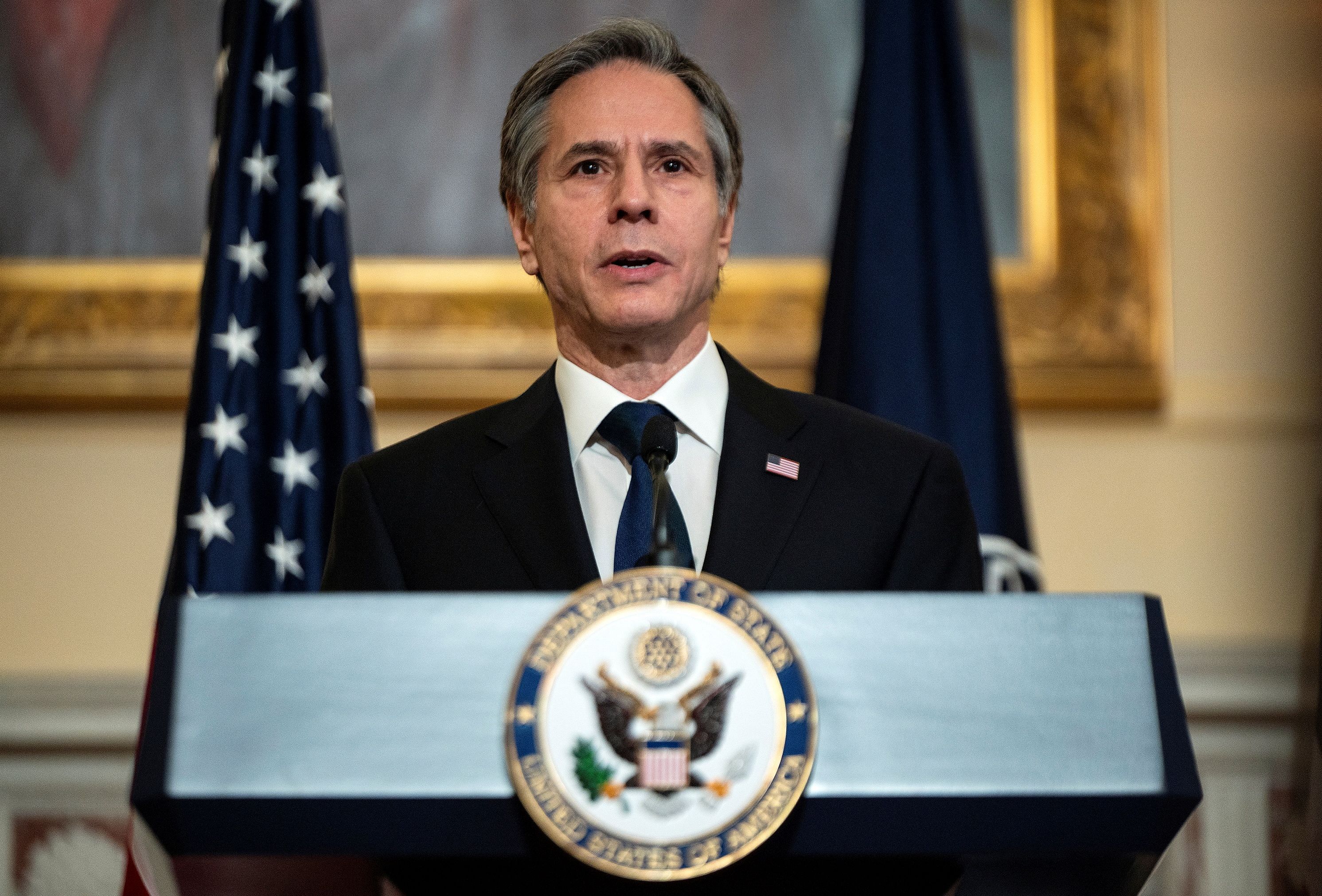 US Secretary of State Antony Blinken delivers remarks about priorities for administration of U.S. President Joe Biden in the Ben Franklin room at the State Department in Washington, US March 3, 2021. Credit: REUTERS Photo