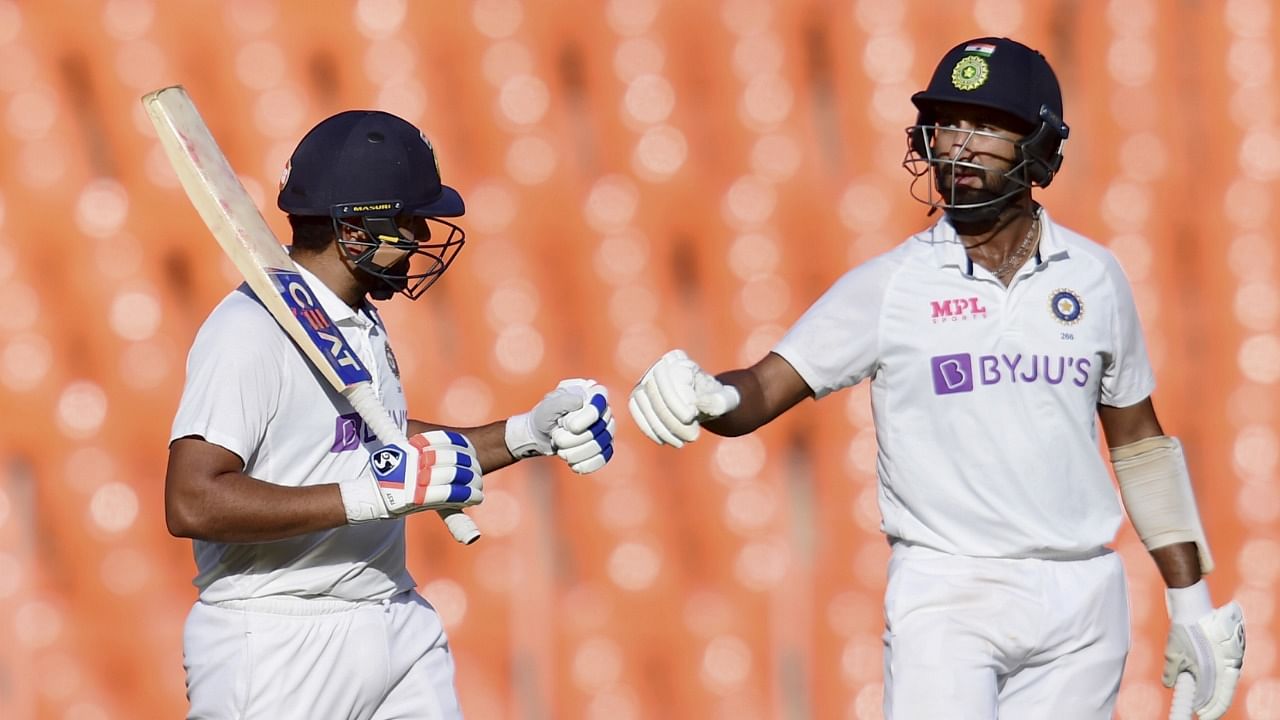 India resumed play on day 2 of the fourth Test with Rohit Sharma and Cheteshwar Pujara at the crease. Credit: PTI Photo