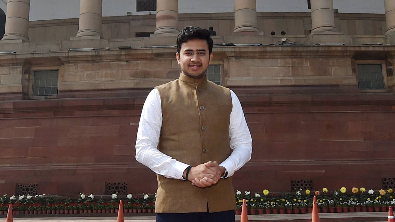 BJP MP Tejasvi Surya. Credit: PTI Photo.