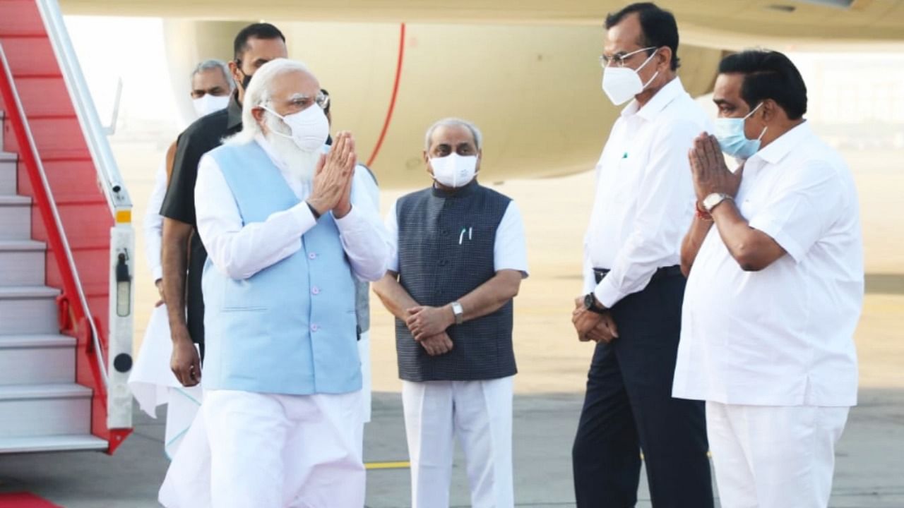 PM Modi arrives at Ahmedabad airport. Credit: Twitter/@airnewsalerts