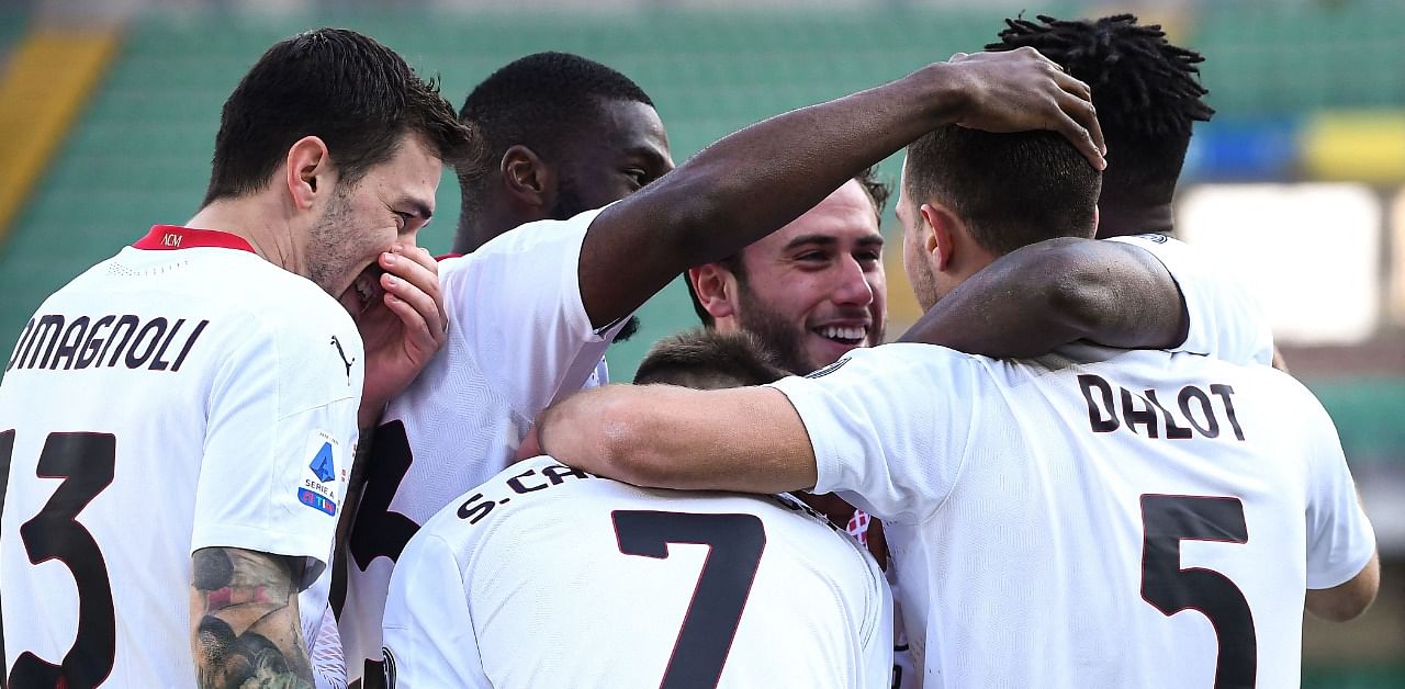 Milan took a valuable three points before they travel to Manchester. Credit: AFP 
