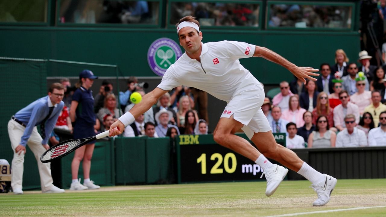 Switzerland's Roger Federer in action during the final against Serbia's Novak Djokovic. Credit: Reuters File Photo