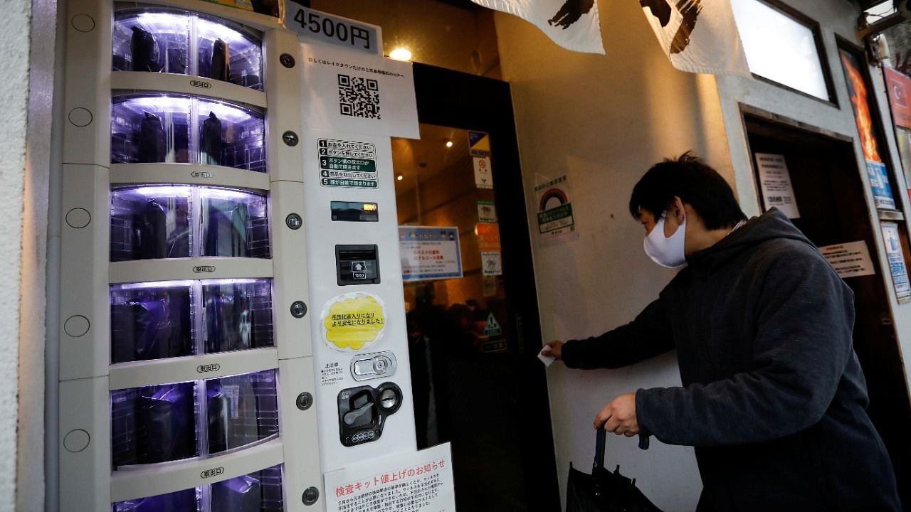 Vending machine selling Covid-19 test kit is installed in Tokyo. Credit: Reuters