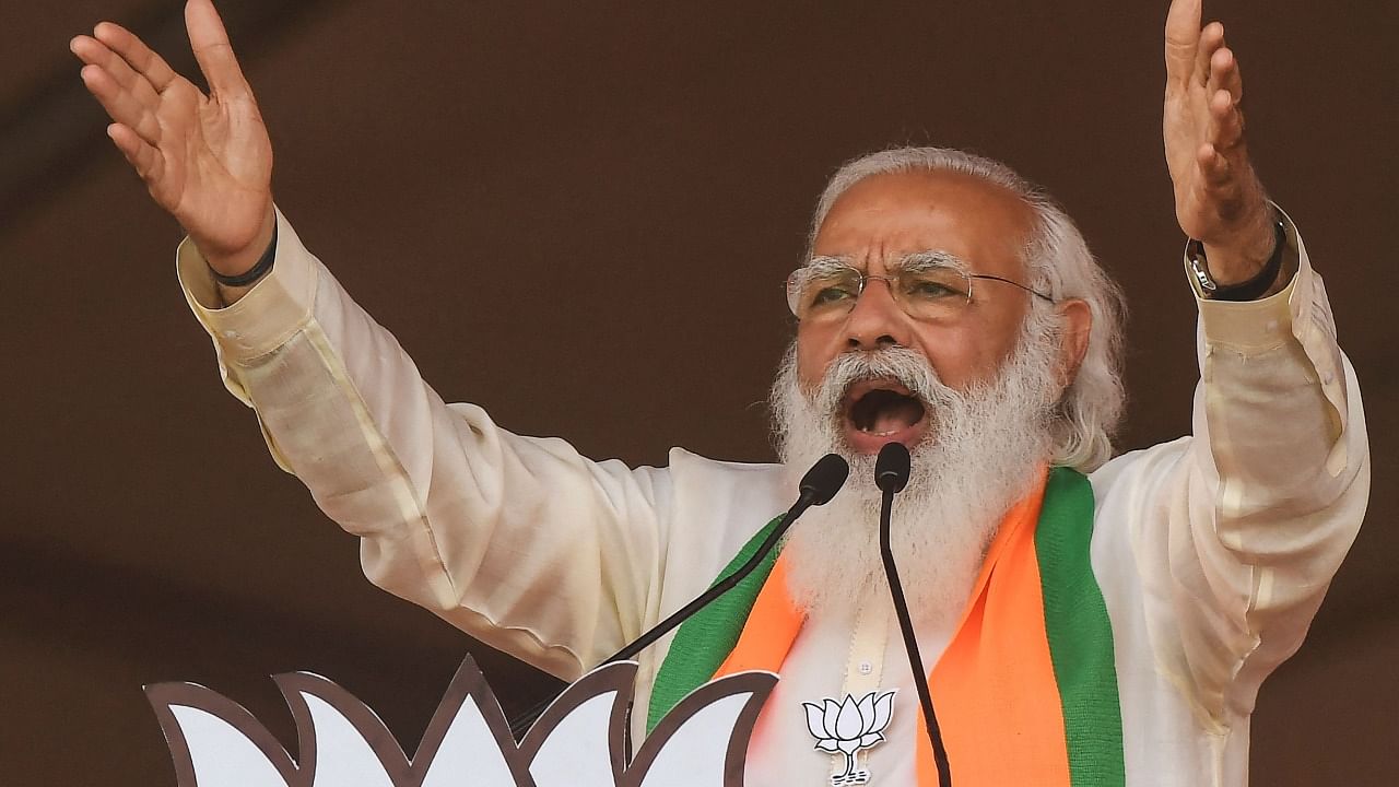 India's Prime Minster Narendra Modi addressing a rally. Credit: AFP Photo