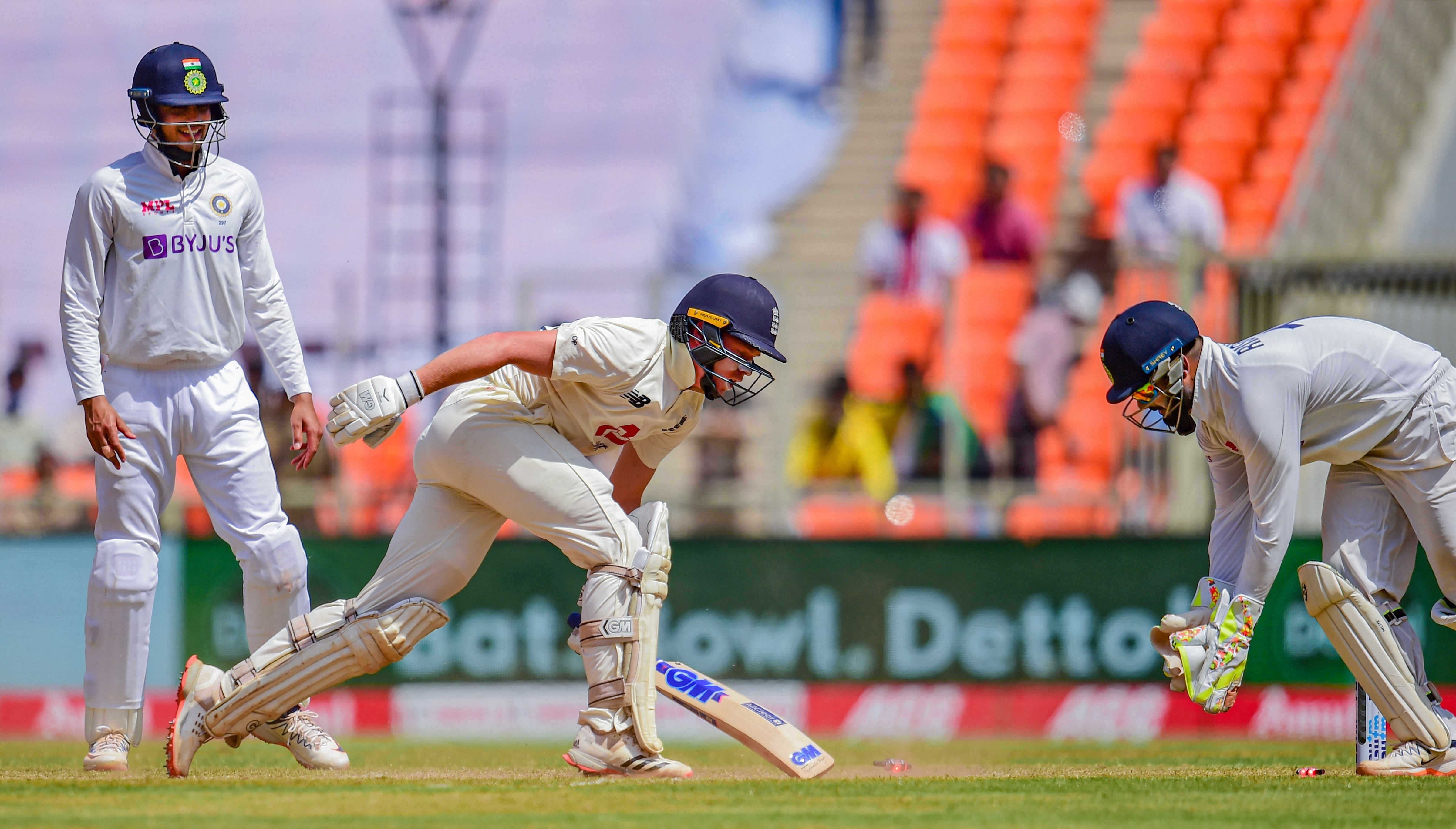 England batsman Ollie Pope being run out by Indian wicket keeper R Pant during the third day of the 4th and last cricket test match between India and England/ Representative. Credit: PTI