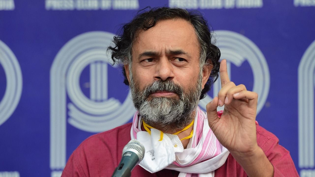 Samyukta Kisan Morcha convening committee member Yogendra Yadav said the Centre had been spreading falsehoods with regard to MSP. Credit: PTI File Photo