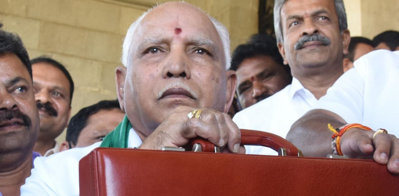 B S Yediyurappa along with ministers to present state Budget at Vidhana Soudha in Bengaluru on Monday. Credit: DH Photo