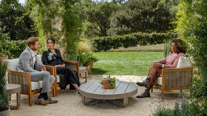 Britain's Prince Harry and Meghan, Duchess of Sussex, are interviewed by Oprah Winfrey. Credit: Reuters File Photo