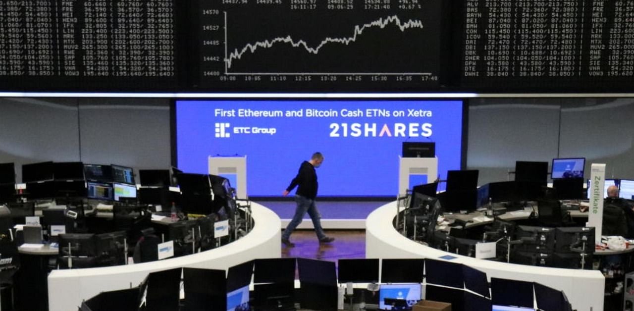 The German share price index DAX graph is pictured at the stock exchange in Frankfurt, Germany, March 10, 2021. Credit: Reuters Photo